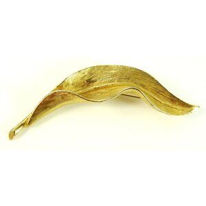 Boucher Signed Designer Brooch Vintage Goldtone Leaf Swirl